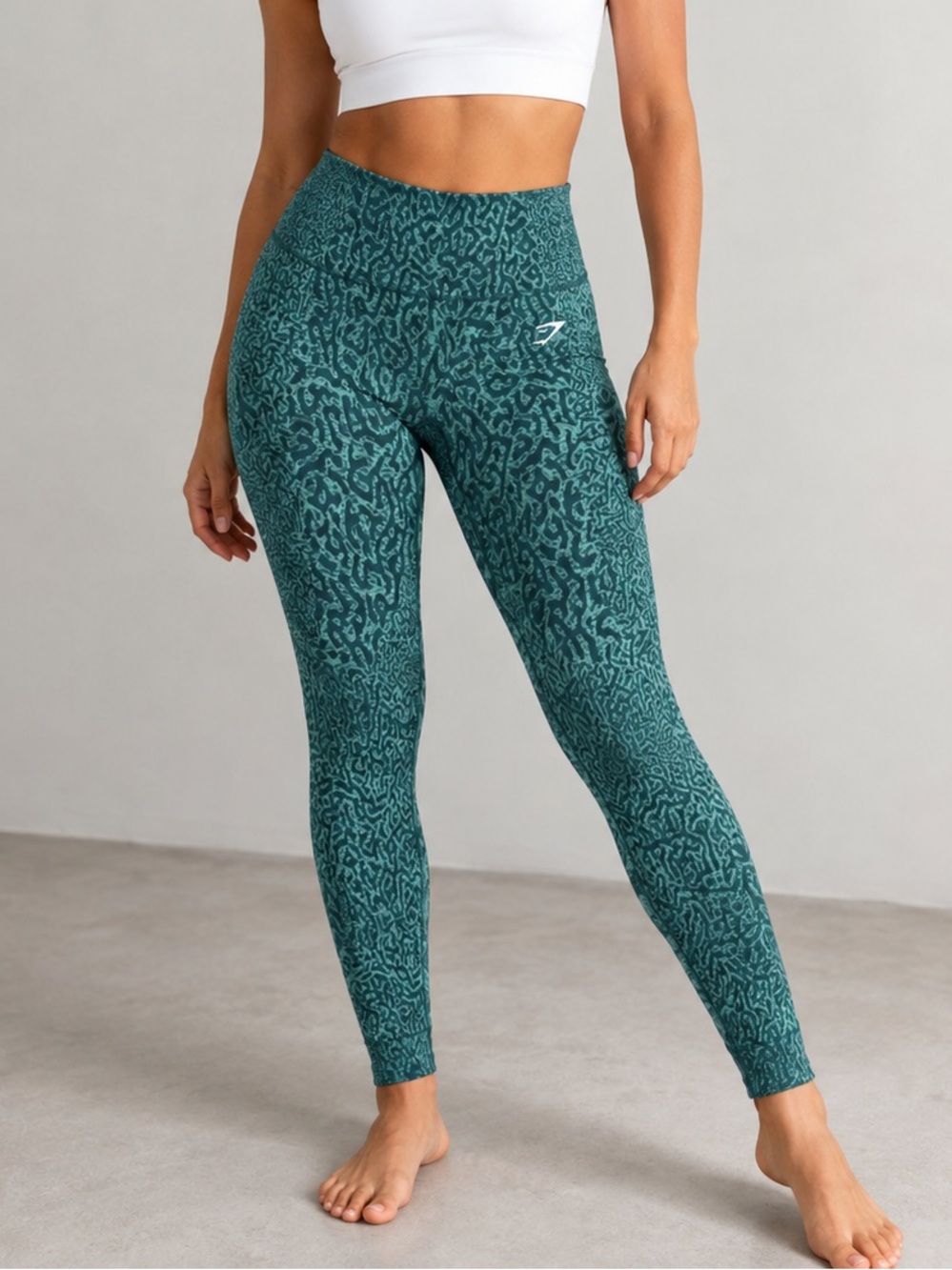 Gymshark Teal Patterned High-Waist Leggings